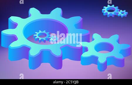digital textile design of gears on abstract background Stock Vector