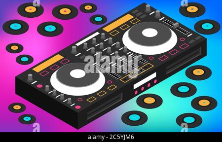 mock up illustration of songs console on abstract background Stock Vector