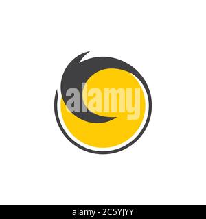 circle geometric moon waves silhouette circle logo vector Stock Vector