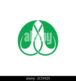 linked leaf flat monogram logo vector Stock Vector
