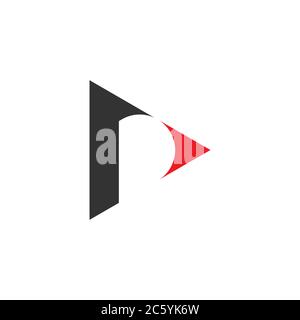 letter p negative space triangle logo vector Stock Vector