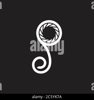 letter p curves camera photography symbol vector Stock Vector