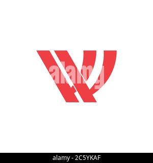 letter wv simple geometric linked logo vector Stock Vector