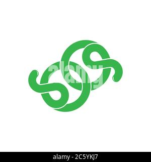 abstract letter sp simple loop curves line logo vector Stock Vector