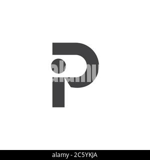 letters ip simple geometric logo vector Stock Vector