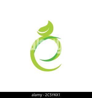 letter e leaf circle logo vector Stock Vector