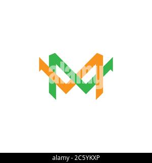 letter m linked arrow geometric line logo vector Stock Vector