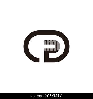 abstract letter cp circle geometric oval line logo vector Stock Vector