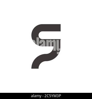 abstract letter qc simple geometric ribbon line logo vector Stock Vector