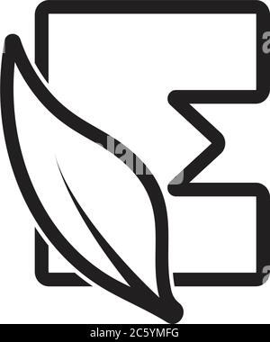 letter e linear leaf geometric logo vector Stock Vector