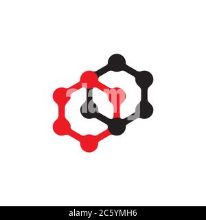 linked hexagonal dots simple logo vector Stock Vector