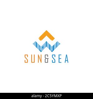 letter w abstract wave sun symbol logo vector Stock Vector