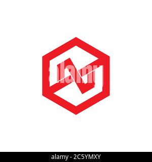 letter no on sexagonal logo vector Stock Vector