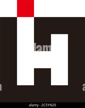 letter hi symbol geometric square line negative space design logo vector Stock Vector