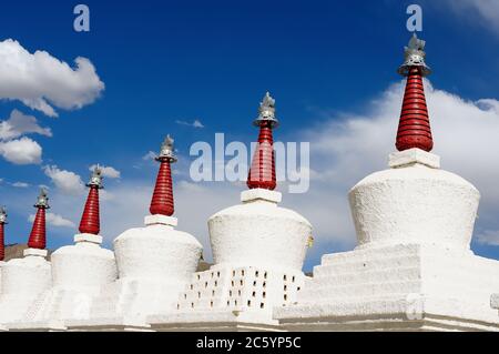 View on Thiksay stupas, Ladakh, one of more interesting objects in the Indus valley Stock Photo