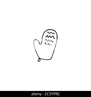 Massage glove icon. Exfoliating scrub mitt. Spa and bath concept. Doodle hand drawn vector illustration Stock Vector