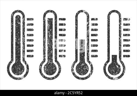 Cartoon flat style Heat thermometer icon shape. Hot Temperature