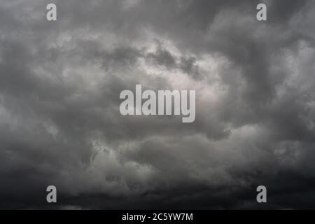 Cloudy stormy black and white dramatic sky background, Vietnam Stock Photo