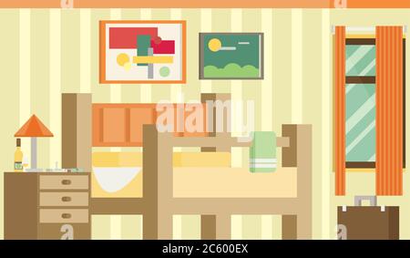 Flat design vector illustration of room interior Stock Vector