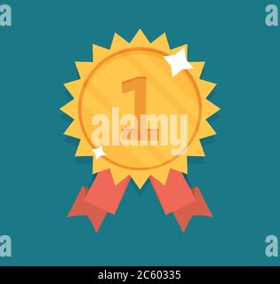 Flat style rosette vector icon illustration. Stock Vector