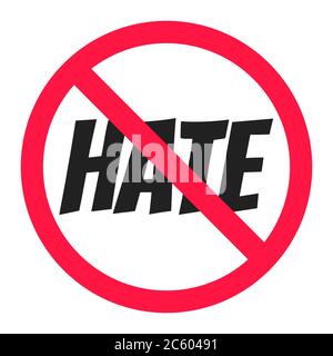 Stop hate round circle icon sign flat style design vector illustration. Stock Vector