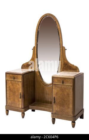Antique European pier glass with mirror and drawers on the white background Stock Photo