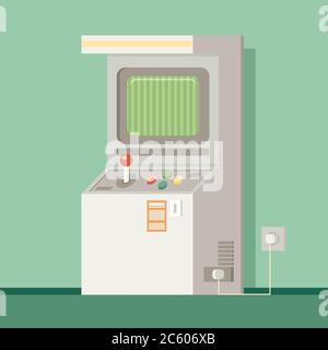 Retro arcade machine. Flat style vector illustration. Stock Vector