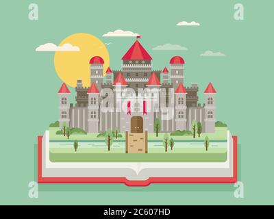 Fairy-tale Castle. Vector Flat Illustration. Stock Vector