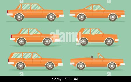 set of cars, vector flat style Stock Vector