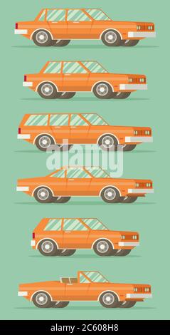 set of cars, vector flat style Stock Vector