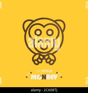 Vector illustration. line style monkey Stock Vector