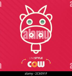 Vector illustration. line style cow Stock Vector