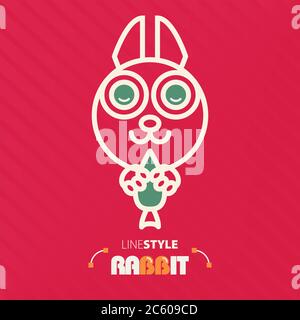 Vector illustration. line style rabbit Stock Vector