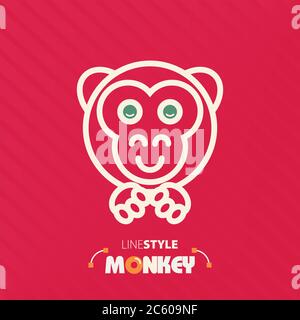 Vector illustration. line style monkey Stock Vector