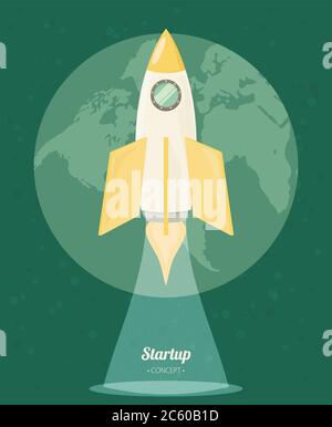 Space rocket, flat design colored vector illustration Stock Vector