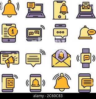 Notification icons vector flat Stock Vector