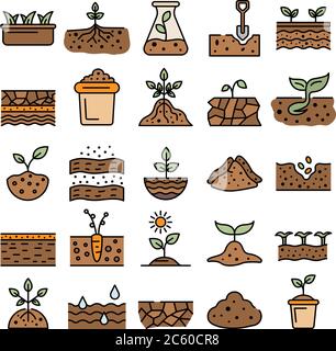 Soil ground icons vector flat Stock Vector