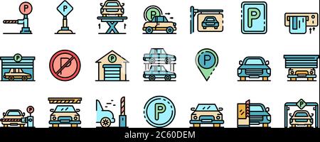 Underground parking icons vector flat Stock Vector