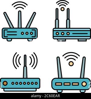 Router icons vector flat Stock Vector