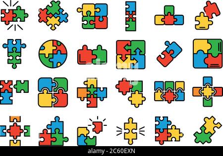 Jigsaw icons vector flat Stock Vector