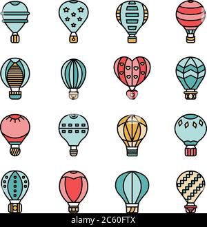 Air balloon icons vector flat Stock Vector