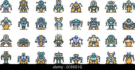 Robot-transformer icons vector flat Stock Vector