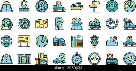 Car trip icons vector flat Stock Vector