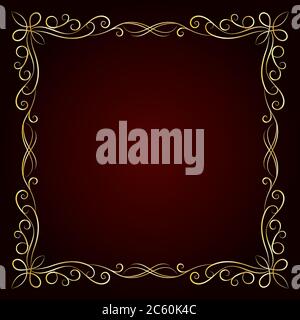 Vintage gold frame on dark background. Vector illustration. Stock Vector
