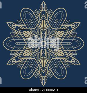 Art deco luxury ornamental mandala design background in a gold color. Isolated decorative element for card design, t-shirt print, ceramic tile Stock Vector