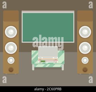 Home cinema. Vector illustration. Flat style. Stock Vector