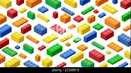 Isometric Plastic Building Blocks and Tiles Stock Vector