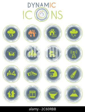natural disasters dynamic icons Stock Vector