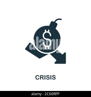 Crisis icon. Monochrome simple Crisis icon for templates, web design and infographics Stock Vector