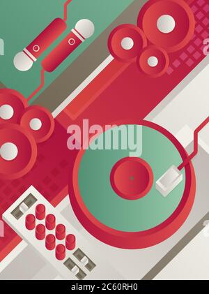 Designed modern DJ music banner. Vector illustration. Stock Vector